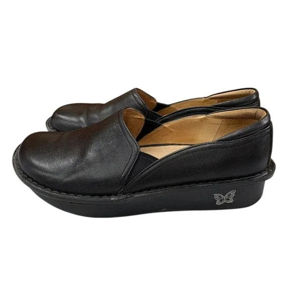 Alegria‎ Debra Black Leather Slip On Nursing Work Shoes Cushioned NonSlip 39 - Picture 3 of 11